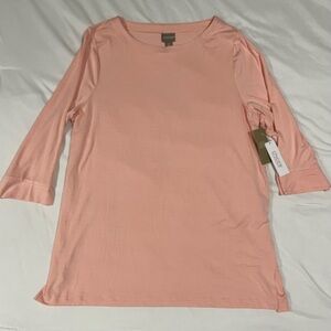NEW Chicos Supremely Soft Sz 2 Large Peachy Petals Boat Neck Modal Top Tunic NWT